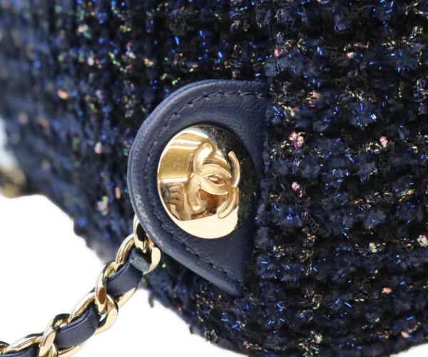 Chanel Navy Fancy Tweed Gold Mini Backpack — view 7
