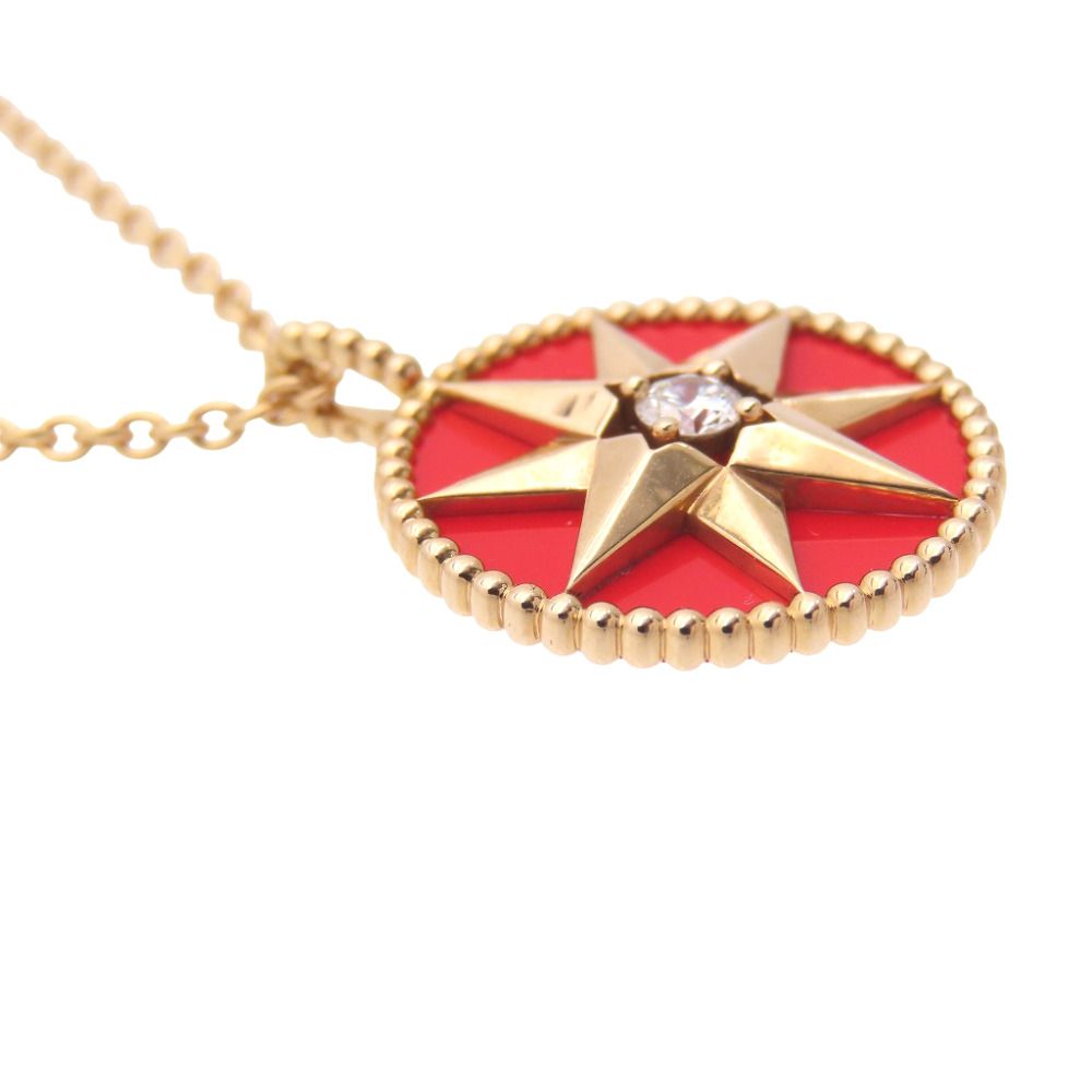 Dior Rose des Vents Diamond Necklace 18K Pink Gold Red Ceramic — view 5