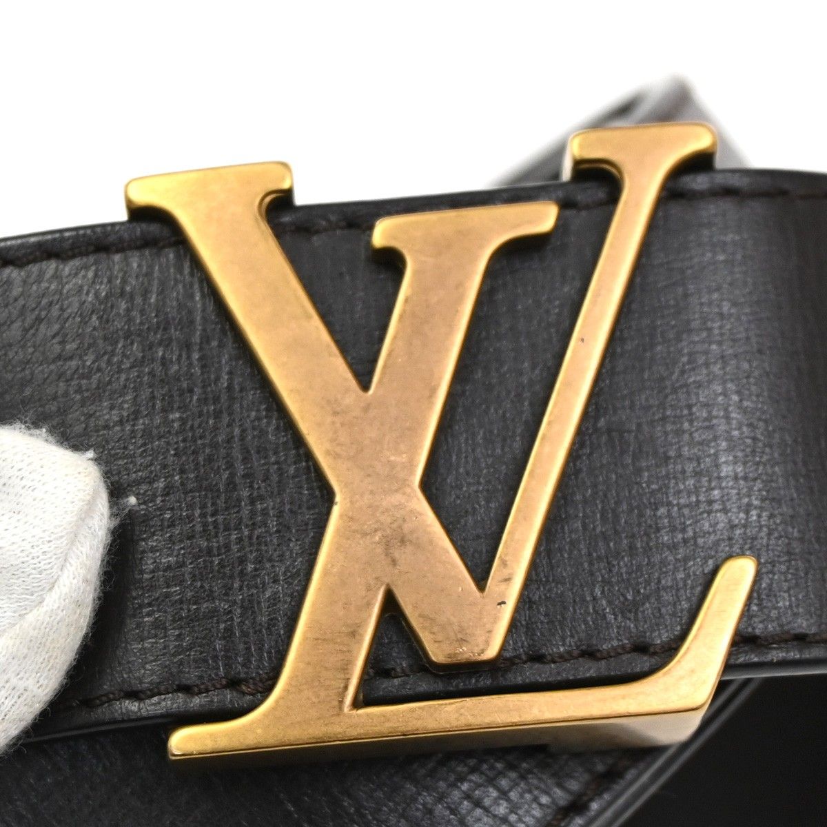 Louis Vuitton Belt Ceinture LV Initial 80 Brown Gold Leather — view 5