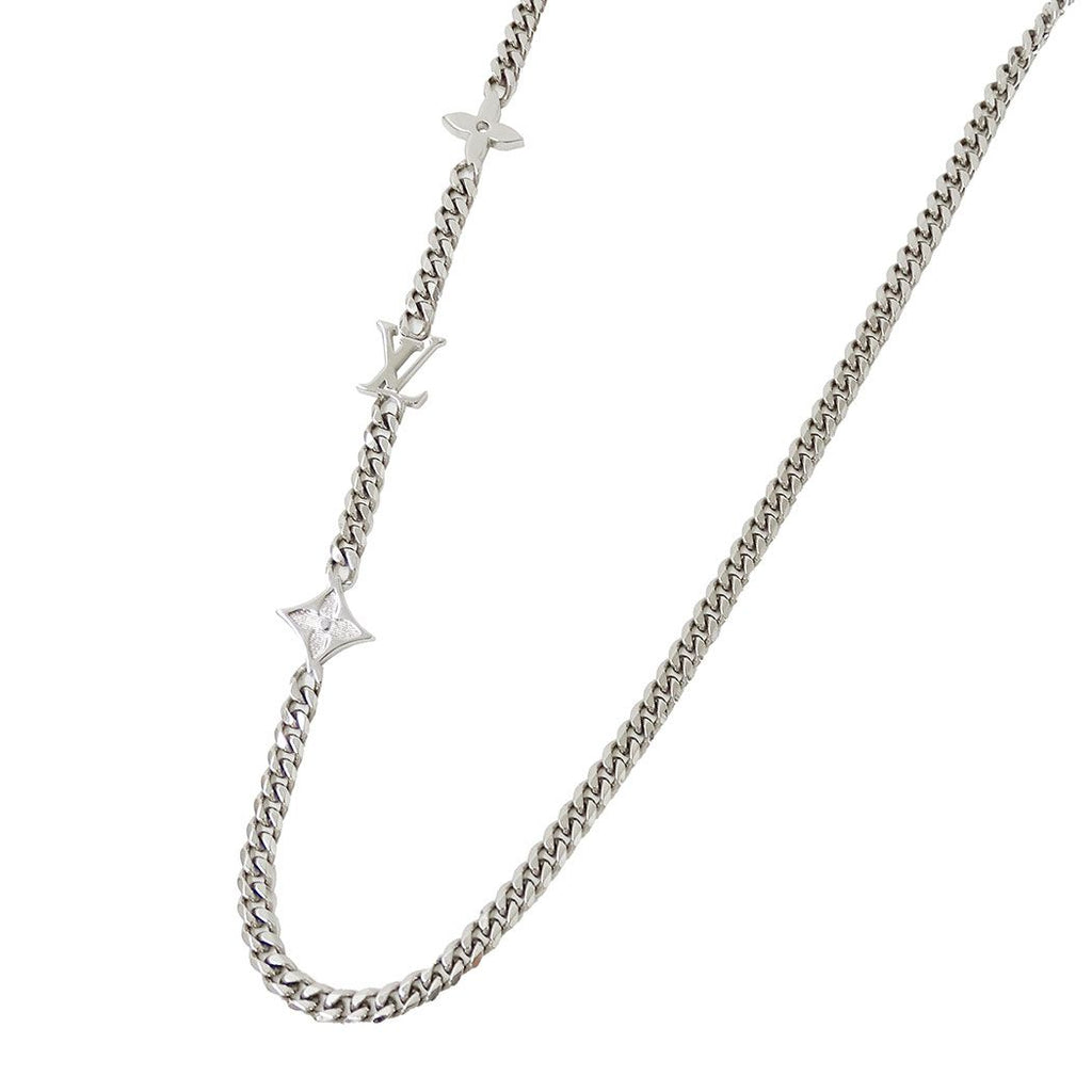 Louis Vuitton Necklace Metal Monogram Low Silver Logo Chain