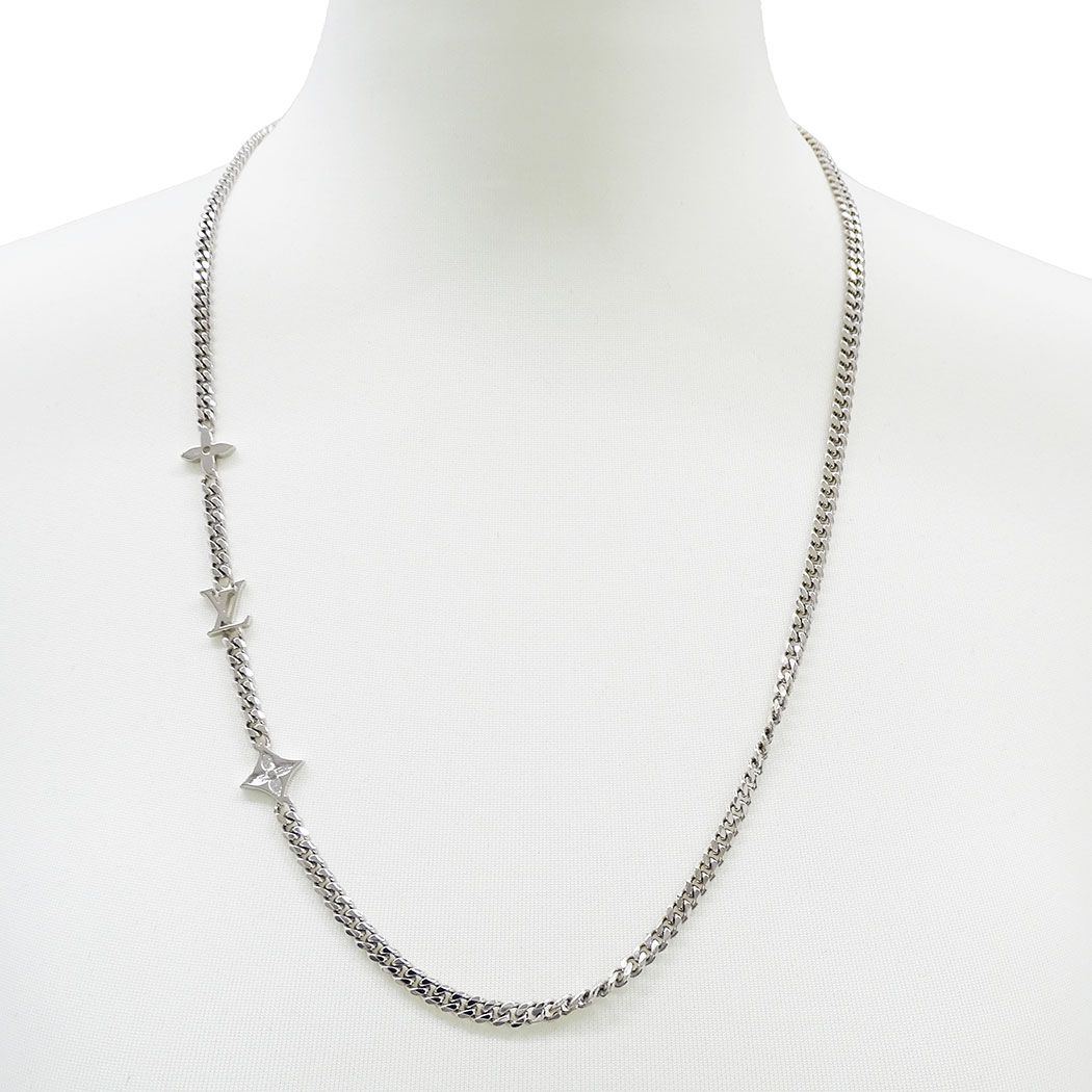 Louis Vuitton Necklace Metal Monogram Low Silver Logo Chain — view 6