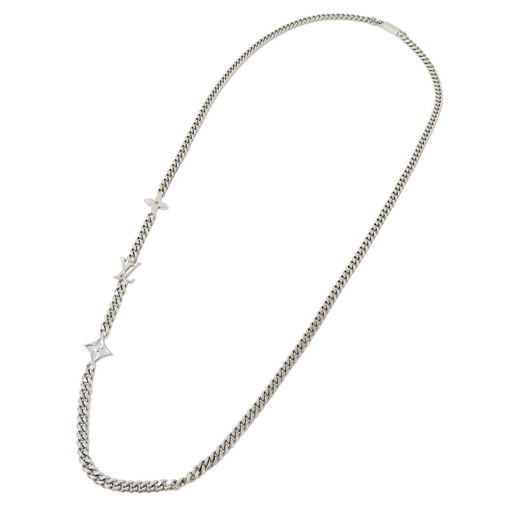 Louis Vuitton Necklace Metal Monogram Low Silver Logo Chain — view 2