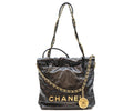 Chanel Black 22 Mini Shiny Calfskin Gold Chain