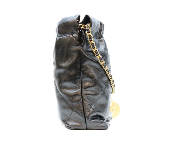 Chanel Black 22 Mini Shiny Calfskin Gold Chain — view 4