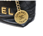 Chanel Black 22 Mini Shiny Calfskin Gold Chain — view 6