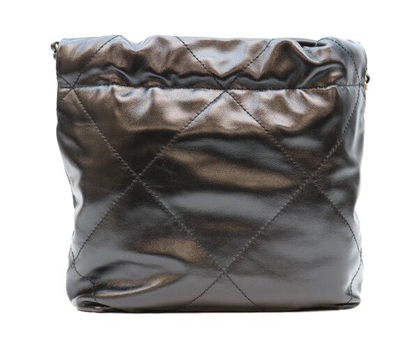 Chanel Black 22 Mini Shiny Calfskin Gold Chain — view 3
