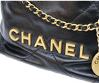 Chanel Black 22 Mini Shiny Calfskin Gold Chain — view 7