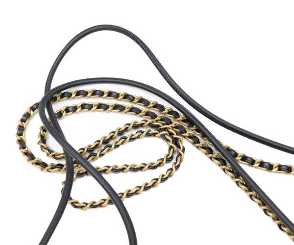 Chanel Black 22 Mini Shiny Calfskin Gold Chain — view 8