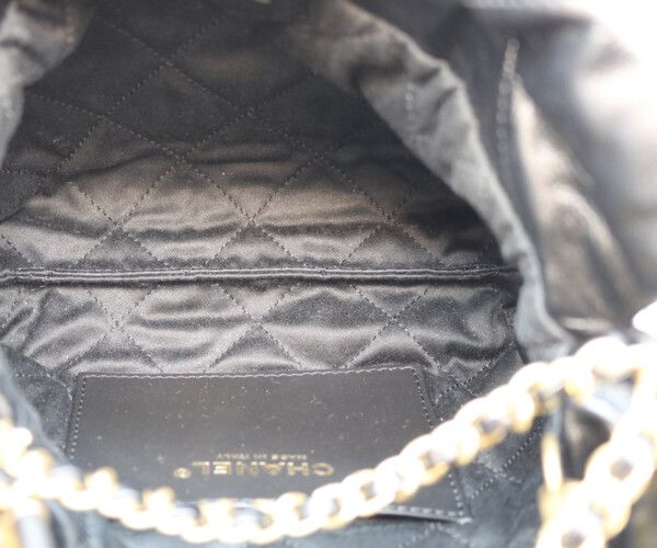 Chanel Black 22 Mini Shiny Calfskin Gold Chain — view 9