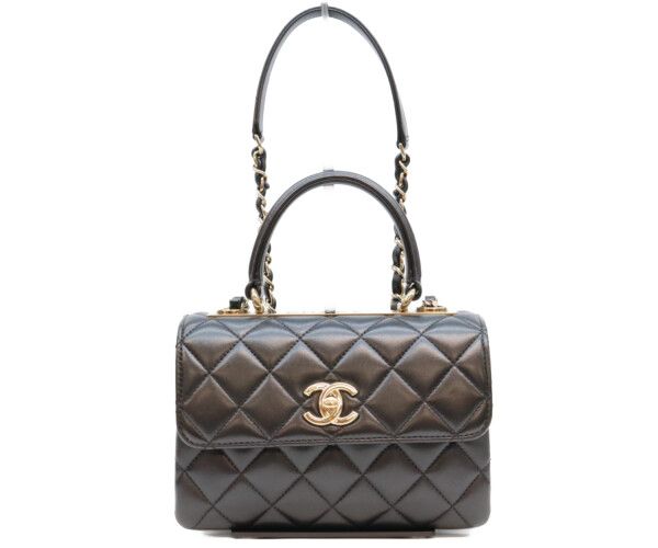 Chanel Black Lamb Gold Trendy CC Mini Top Handle Flap