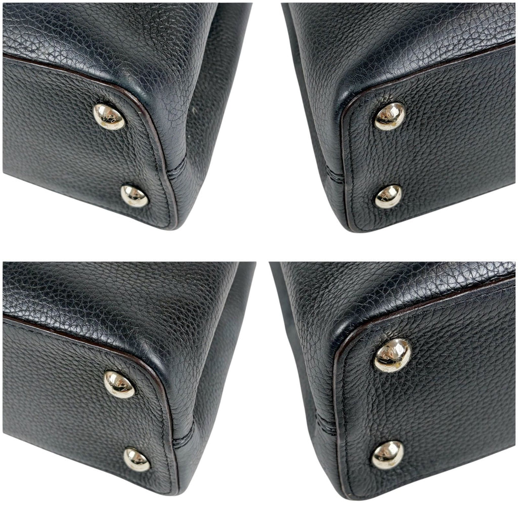 Louis Vuitton Capucines MM Handbag Top Handle Bag Black Noir Taurillon — view 6
