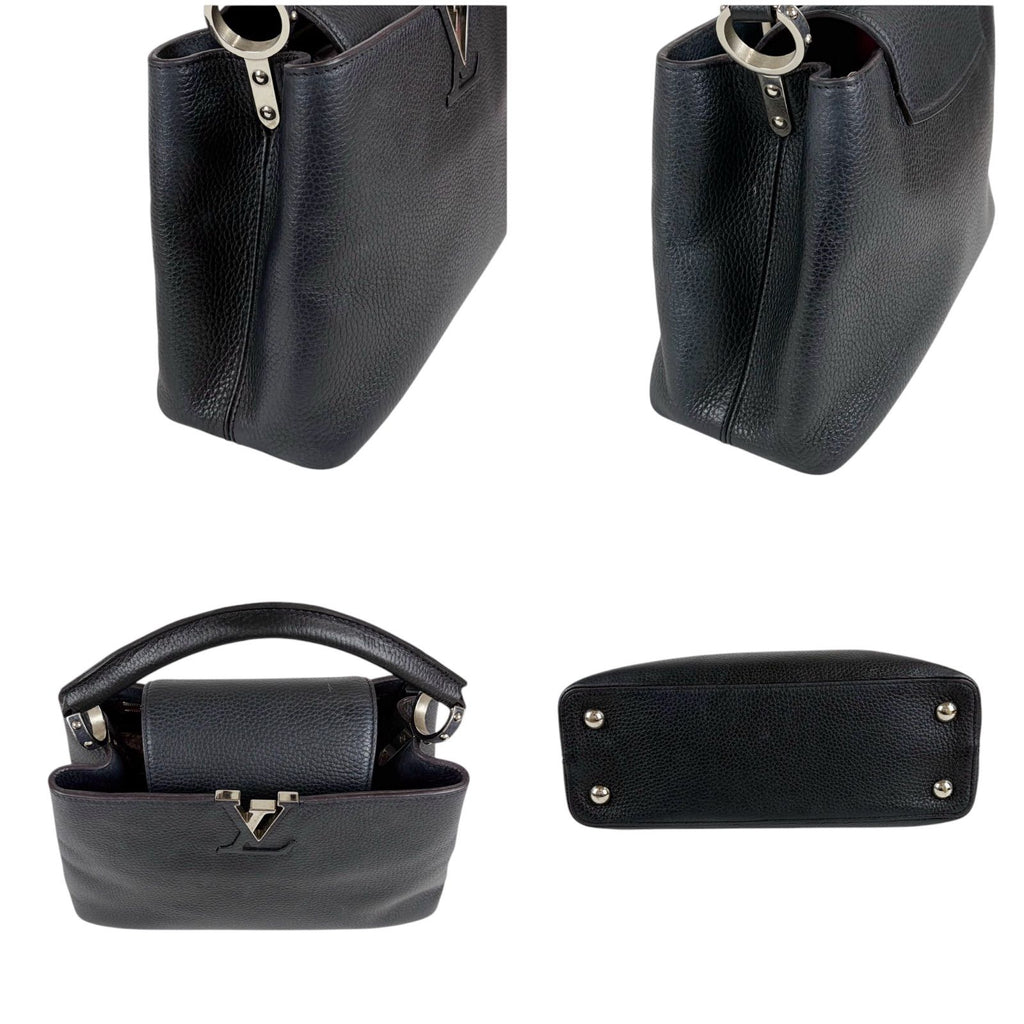 Louis Vuitton Capucines MM Handbag Top Handle Bag Black Noir Taurillon — view 4