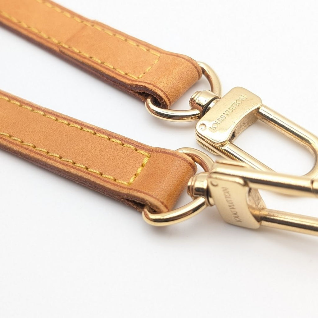 Louis Vuitton Shoulder Strap Leather Beige Adjustable Gold — view 4