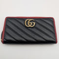 Gucci GG Marmont Double Black Red Bicolor Zip Around Wallet