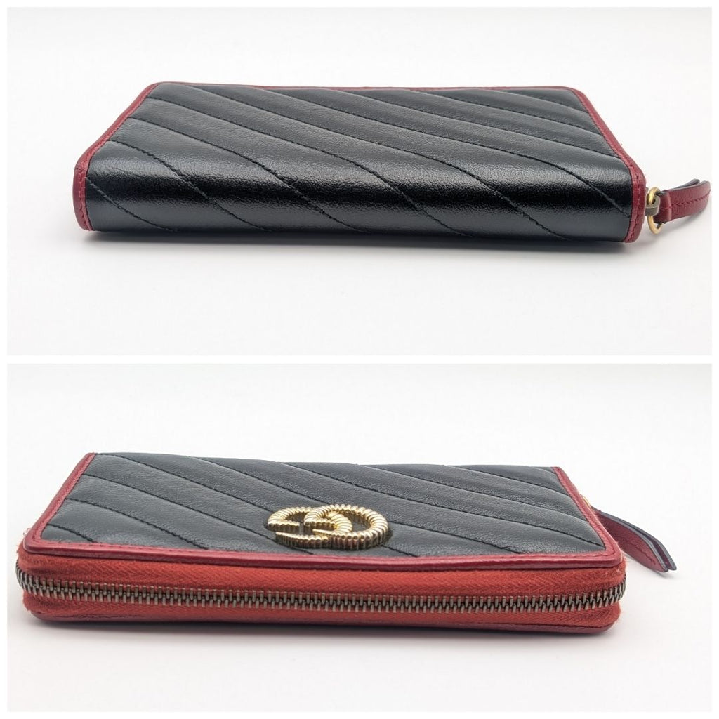 Gucci GG Marmont Double Black Red Bicolor Zip Around Wallet — view 3