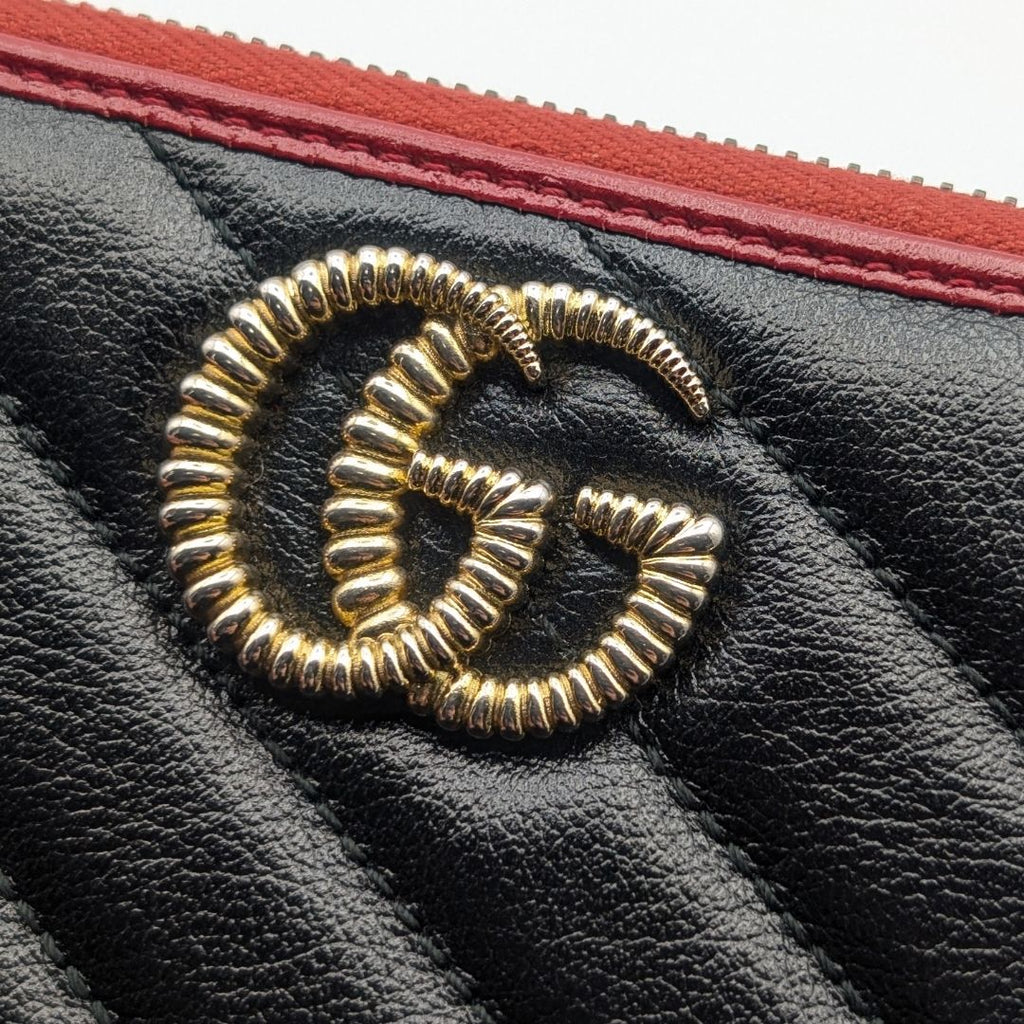 Gucci GG Marmont Double Black Red Bicolor Zip Around Wallet — view 5