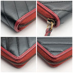 Gucci GG Marmont Double Black Red Bicolor Zip Around Wallet — view 4
