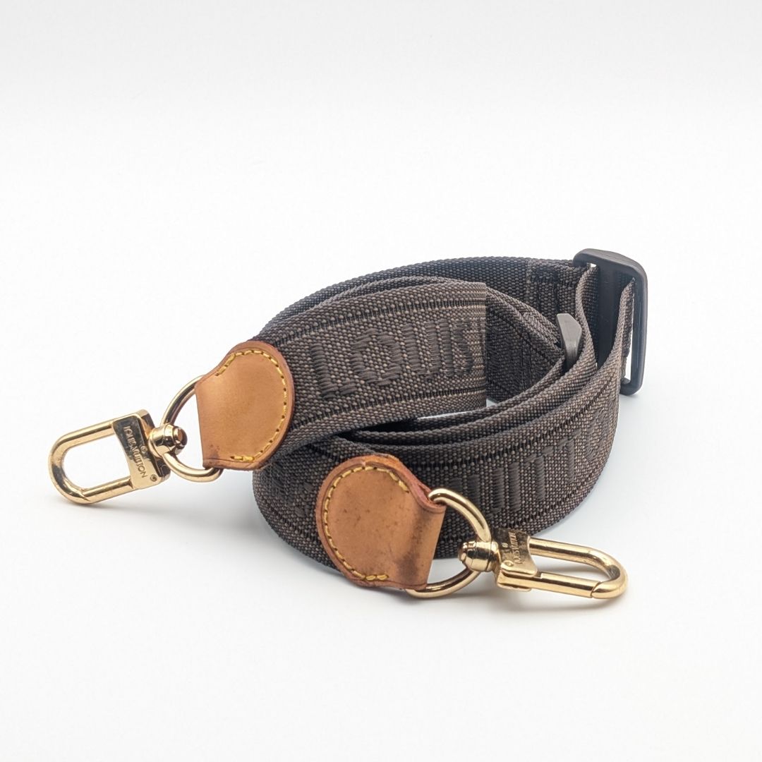 Louis Vuitton Shoulder Strap Leather Nylon Logo Adjustable Gold Alize de Poche