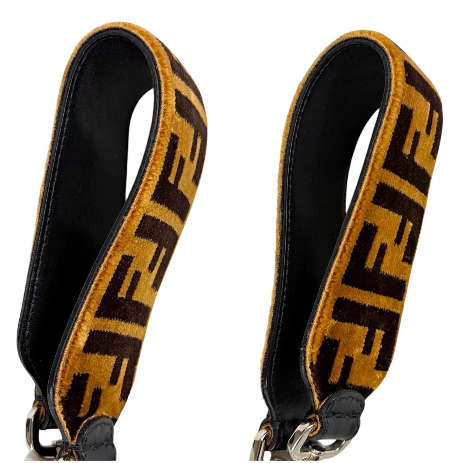 Fendi Strap You Mini Zucca Pattern Black Brown Velour Leather — view 6