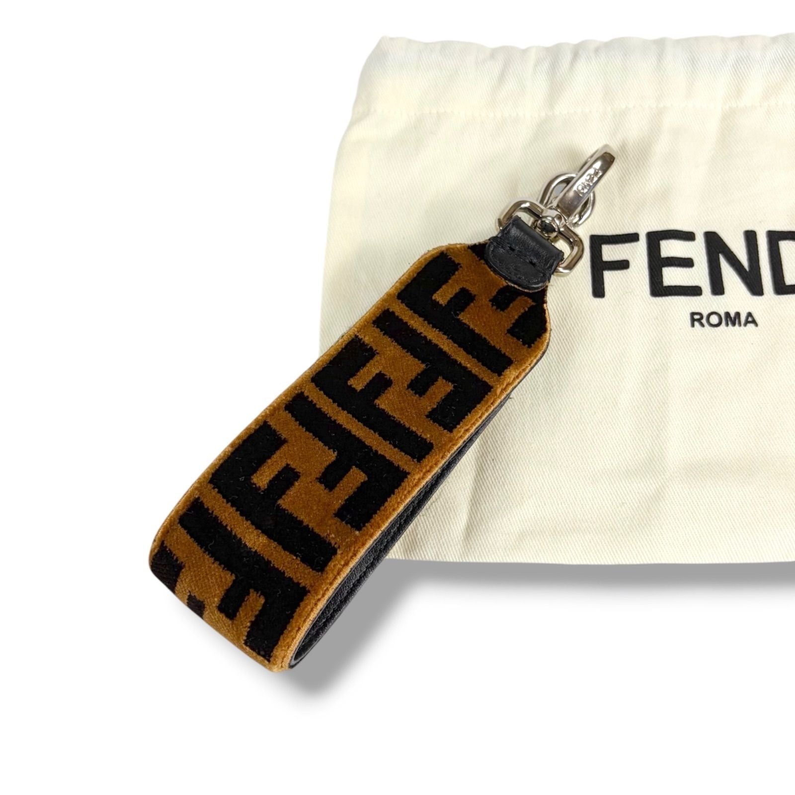 Fendi Strap You Mini Zucca Pattern Black Brown Velour Leather