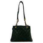 Chanel Vintage Quilted CC Logo Caviar Leather Shoulder Bag Tote Black — view 3
