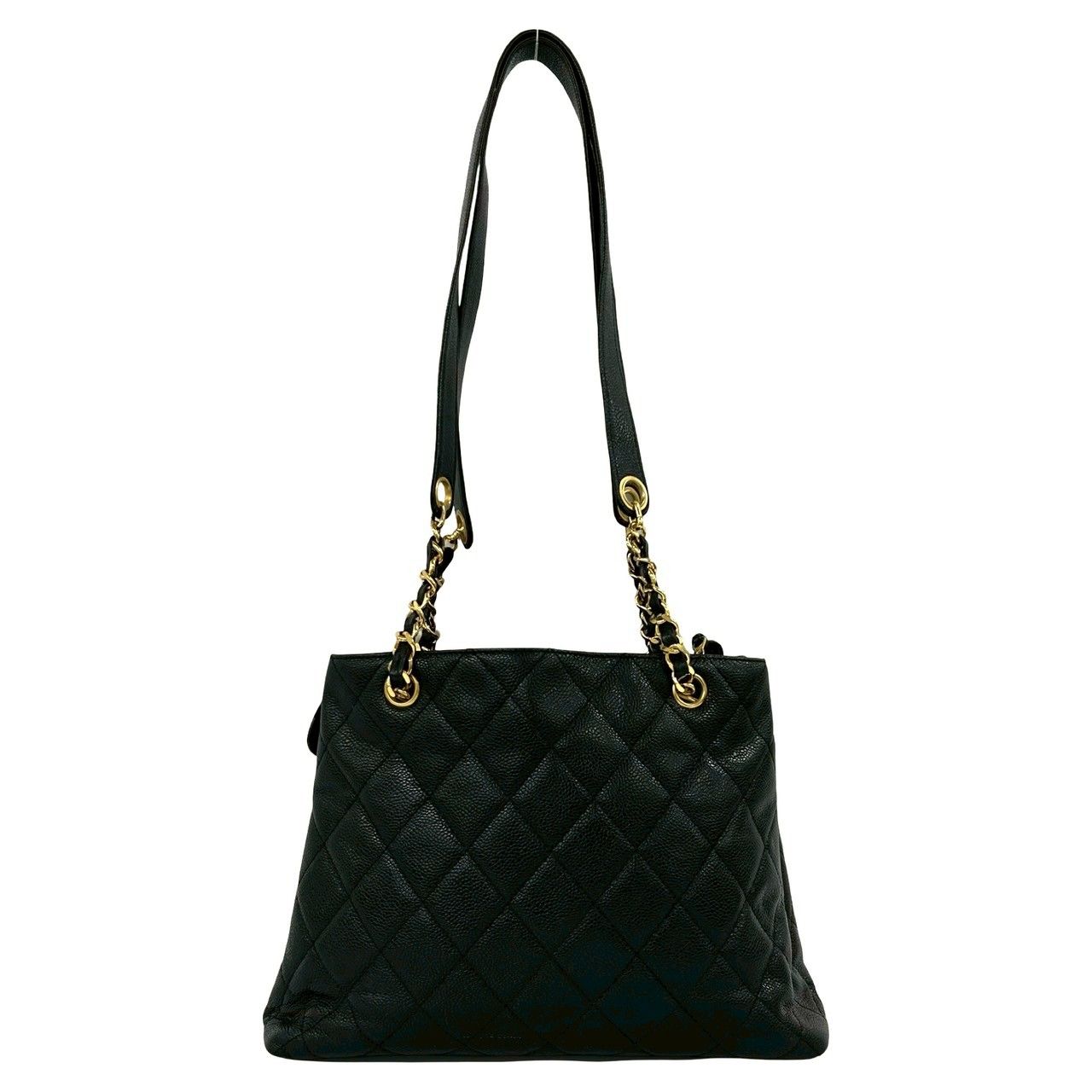 Chanel Vintage Quilted CC Logo Caviar Leather Shoulder Bag Tote Black — view 3