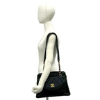 Chanel Vintage Quilted CC Logo Caviar Leather Shoulder Bag Tote Black — view 2