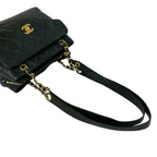 Chanel Vintage Quilted CC Logo Caviar Leather Shoulder Bag Tote Black — view 4