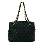 Chanel Quilted CC Logo Caviar Leather Shoulder Bag Tote Black — view 3