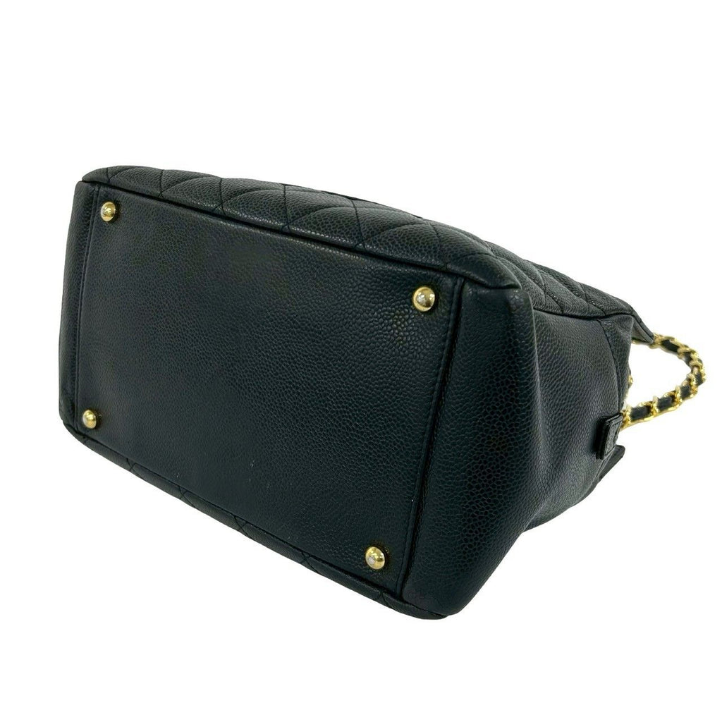 Chanel Quilted CC Logo Caviar Leather Shoulder Bag Tote Black — view 8