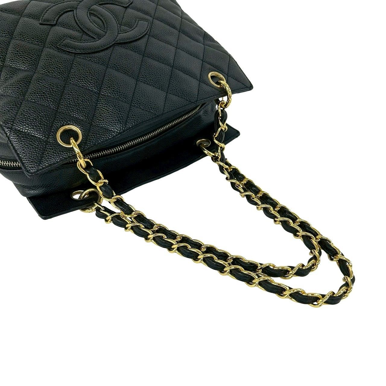Chanel Quilted CC Logo Caviar Leather Shoulder Bag Tote Black — view 4
