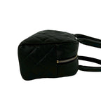 Chanel Quilted CC Logo Caviar Leather Mini Boston Bag Black — view 6