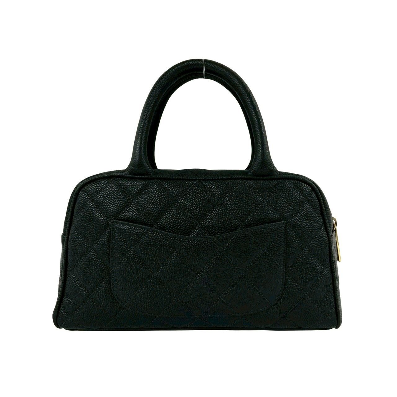 Chanel Quilted CC Logo Caviar Leather Mini Boston Bag Black — view 3