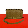 Chanel Boy Lambskin Leather Chain Shoulder Bag Brown
