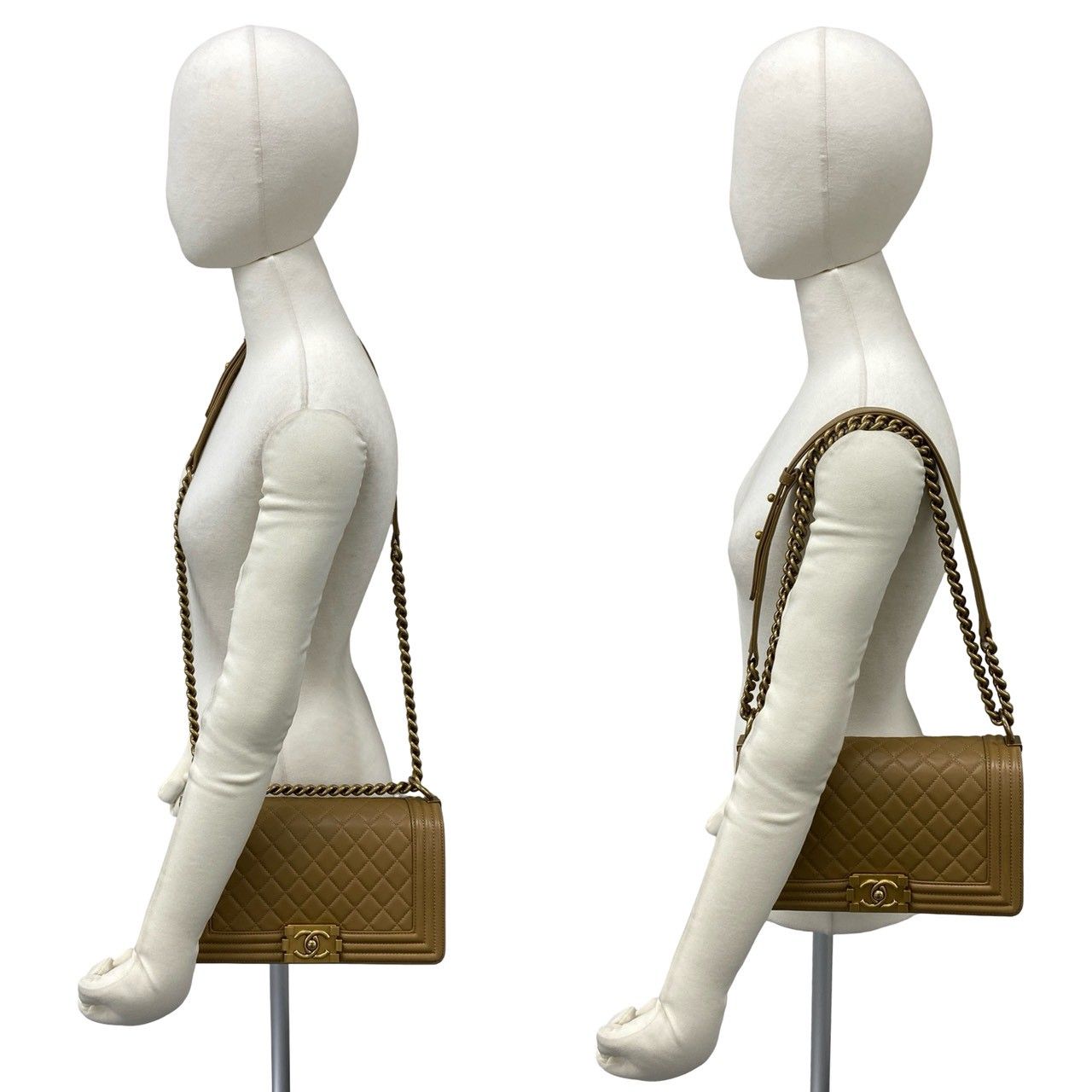 Chanel Boy Lambskin Leather Chain Shoulder Bag Brown — view 2
