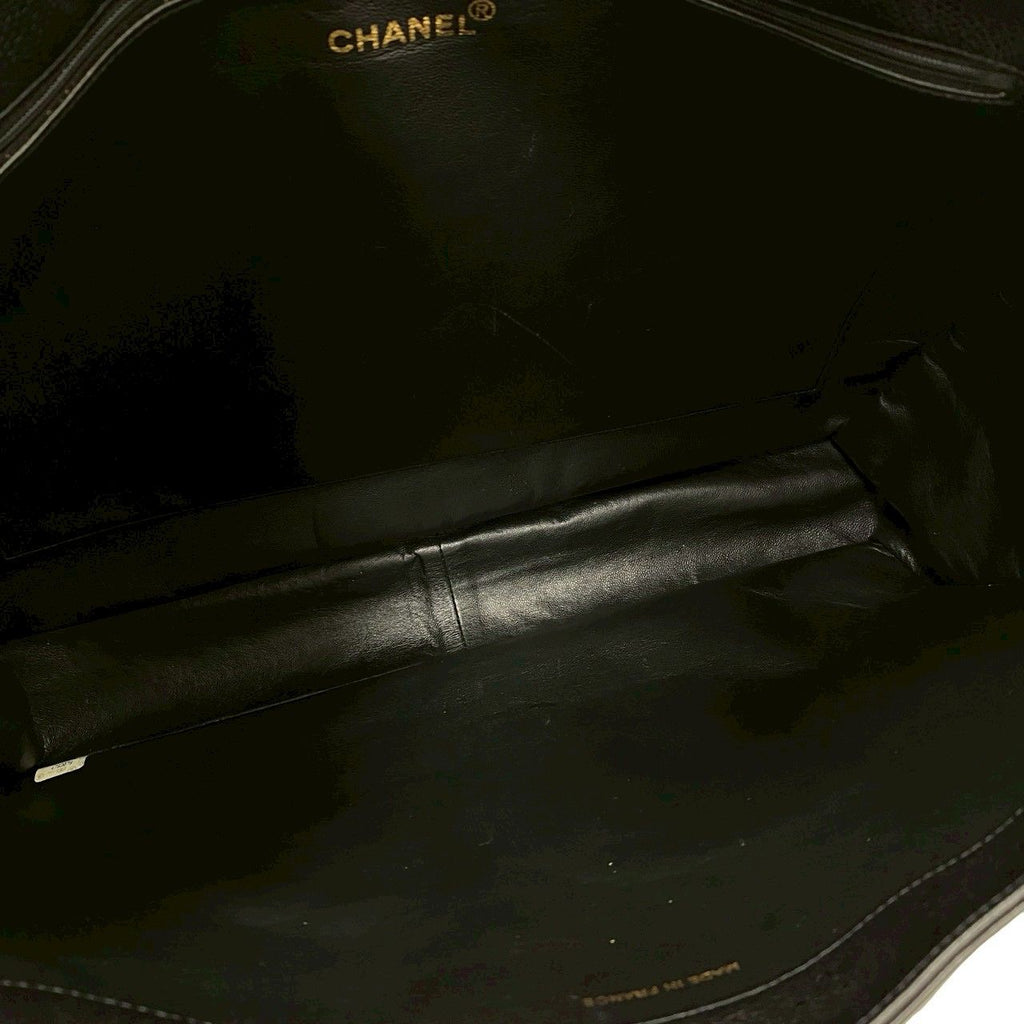 Chanel Card Seal Included CC Logo Caviar Leather Tote Shoulder Bag Black — view 9