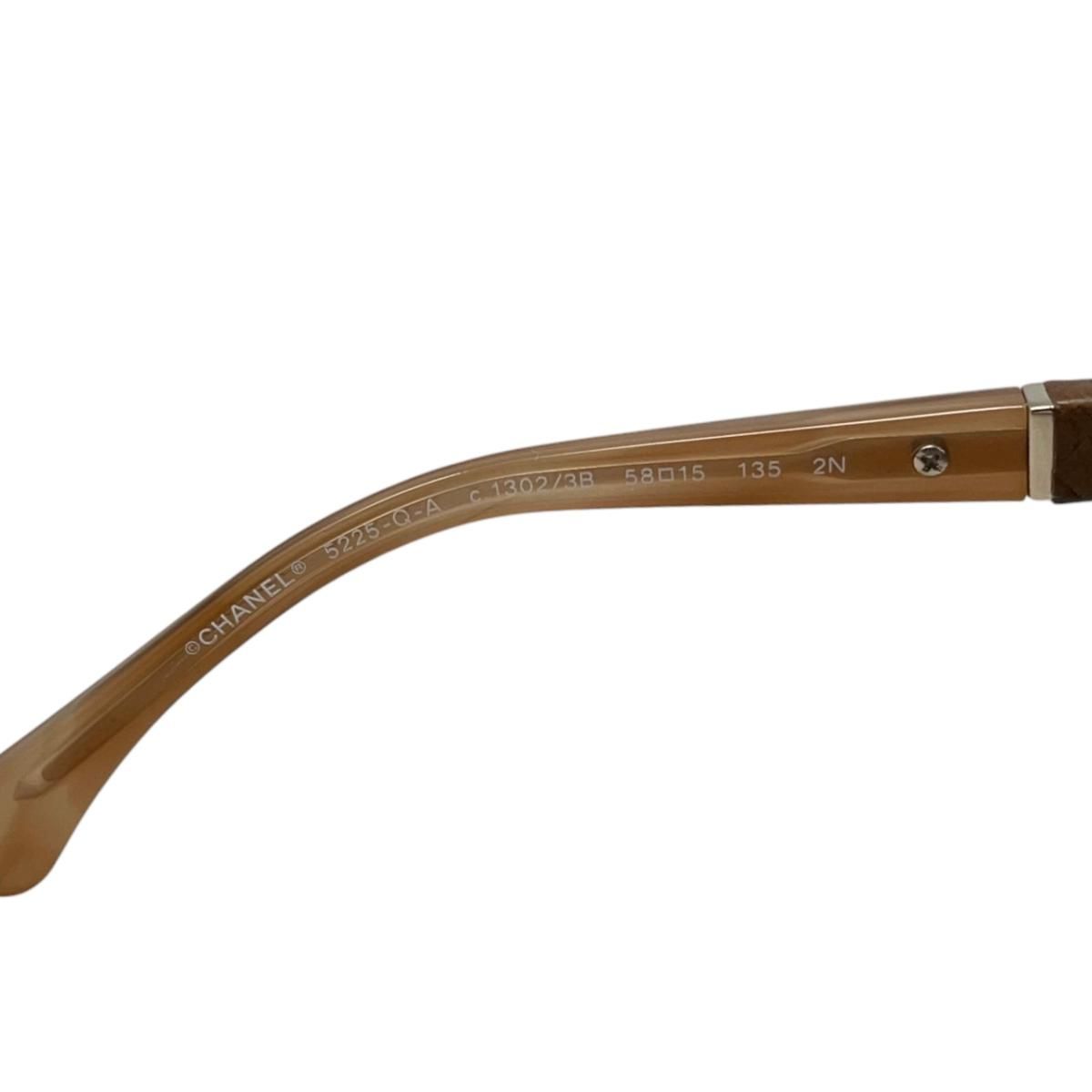 Chanel Sunglasses Quilted CC Logo Leather Brown Silver Eyewear — view 7