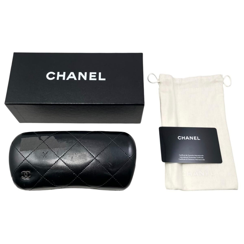 Chanel Sunglasses Quilted CC Logo Leather Brown Silver Eyewear — view 8