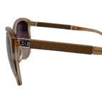 Chanel Sunglasses Quilted CC Logo Leather Brown Silver Eyewear — view 5
