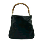 Gucci Vintage Bamb Leather 2-Way Tote Shoulder Bag Black — view 3