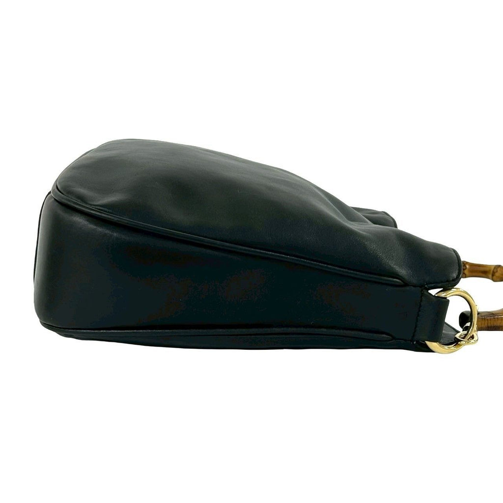 Gucci Vintage Bamb Leather 2-Way Tote Shoulder Bag Black — view 6
