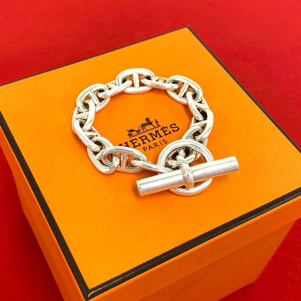 Hermes Chaine D'ancre MM 13 Links Bracelet 925 Sterling Silver Chain