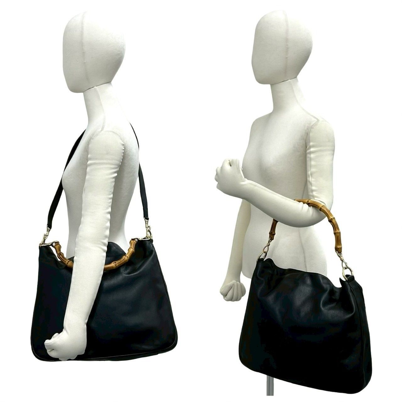 Gucci Vintage Bamb Leather 2-Way Shoulder Bag Black — view 2