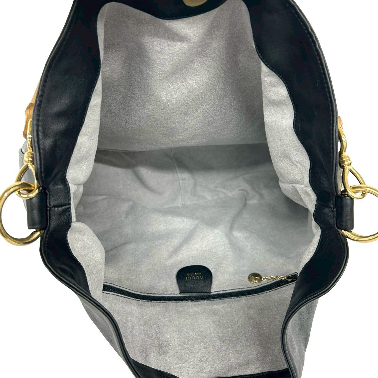Gucci Vintage Bamb Leather 2-Way Shoulder Bag Black — view 9