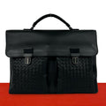 Bottega Veneta Intrecciato Leather Business Bag Document Bag Black