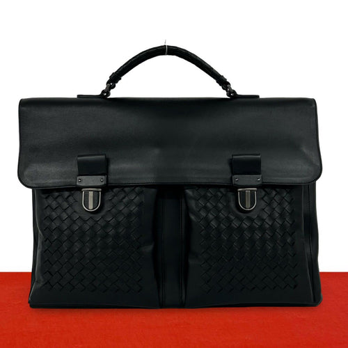 Bottega Veneta Intrecciato Leather Business Bag Document Bag Black