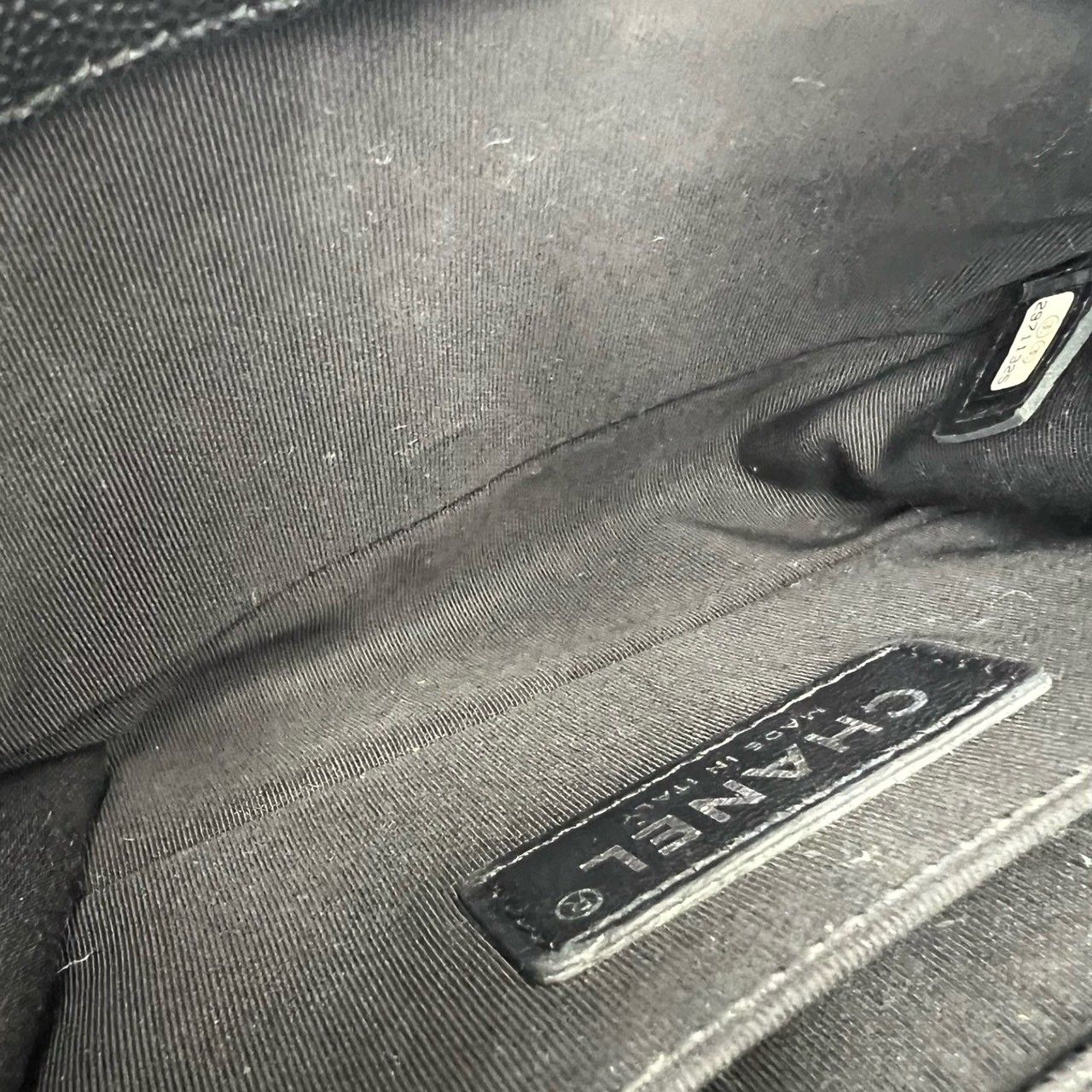 Chanel And Boy CC Logo Caviar Leather Shoulder Bag Black — view 9