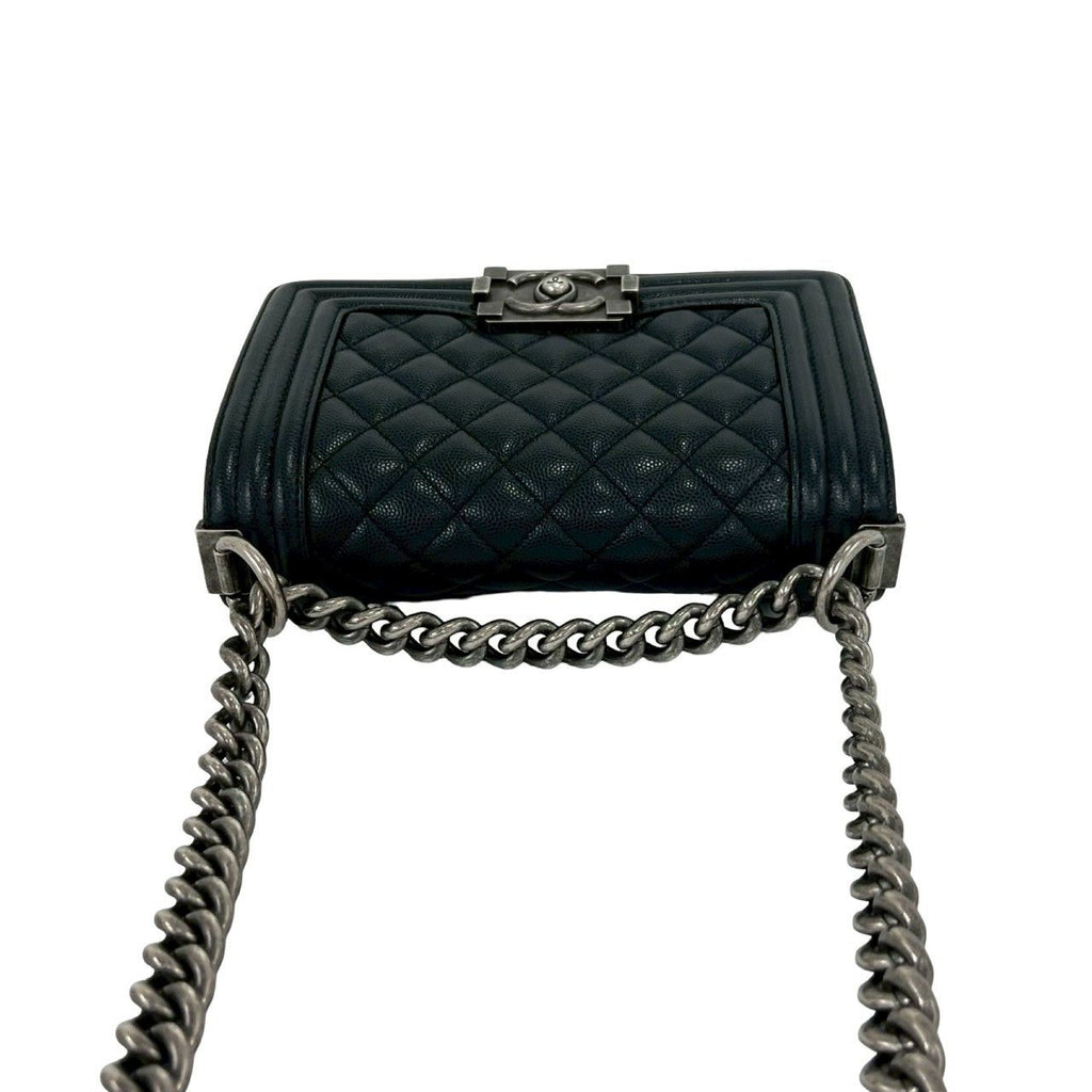 Chanel And Boy CC Logo Caviar Leather Shoulder Bag Black — view 4