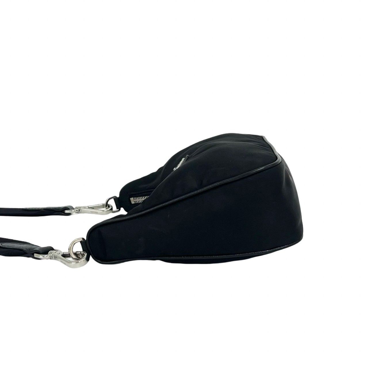 Prada Nylon Leather 2-Way Shoulder Bag Crossbody Pochette Black