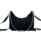 Prada Nylon Leather 2-Way Shoulder Bag Crossbody Pochette Black